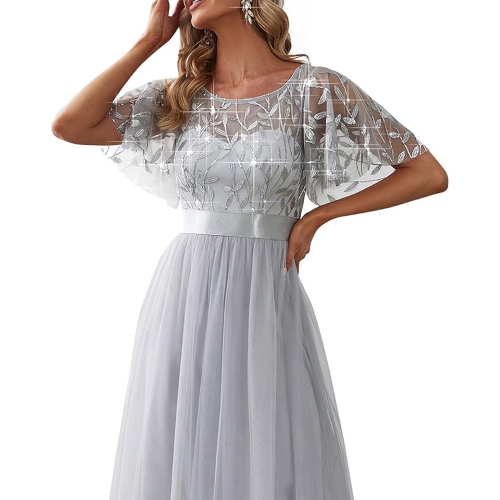 Ever Pretty Sequin Formal Prom dress for Women - Ruffle sleeves, empire waist 12